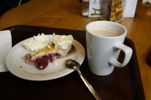 Mocha and raspberry cheesecake at Henderon's of Edinburgh